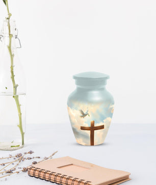 Dove Urn for Ashes - Celtic Cross Religious Urns For Adult Male & Female Ash