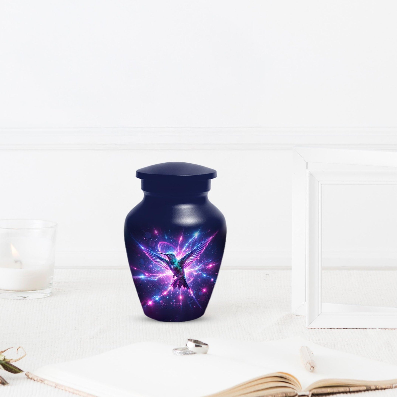 Purple Hummingbird Urn For Women Ashes - Full Size and Mini Cremation Urns For Mom