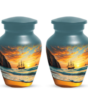 Beach Themed Urn For Human Ashes - Ocean Ship Cremation Urns Male and Female
