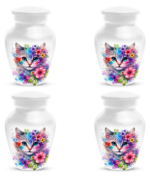 Cat Urn For Ashes - Floral Cremation Keepsake Mini Urns For Pet Remains