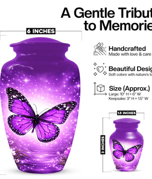 Purple Butterfly Urn For Mom - Cremation Urns For Women With Butterflies