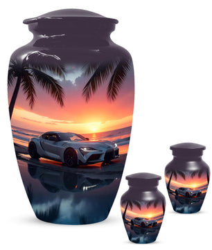 Car Sunset Urn For Human Ashes |  Beach Keepsake Small Cremation Urns For Dad