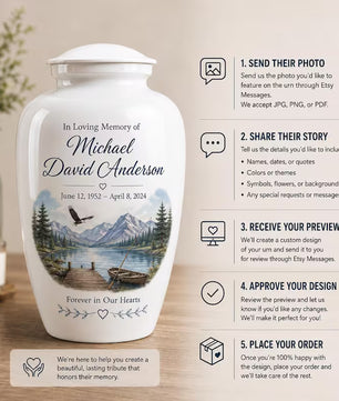 Personalized Photo Urn For Ashes, Custom Text Cremation Urn, Fully Customizable Urns