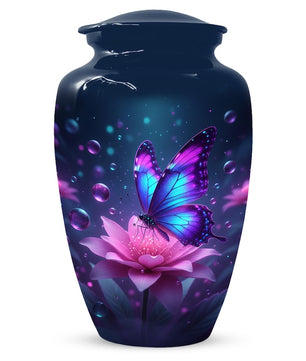 Blue Butterfly Urn For Mom Ashes - Lotus Flower Cremation Urns For Women