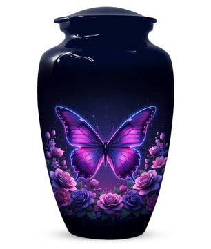 Purple Butterfly Urn For Female Ashes - Custom Floral Cremation Urns with Butterflies
