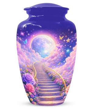 Floral Stairway Heaven Urn For Human Ashes - Moonlit Urns For Cremation, Funeral