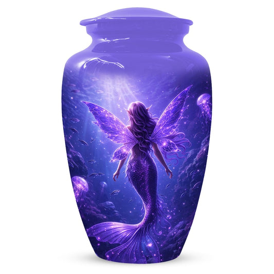 Mermaid Urn For Female Ashes - Purple Ocean Fairy Urns For Women