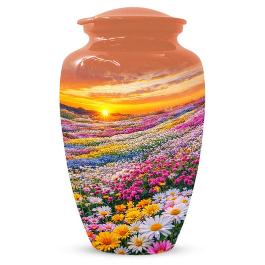 Flower Sunset Urn For Human Ashes - Floral Field Cremation Urns For Mom and Dad