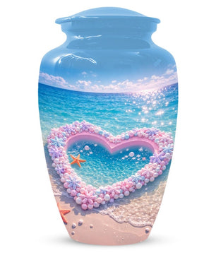 Beach Heart Urn For Human Ashes - Customized Ocean Urns For Men and Women