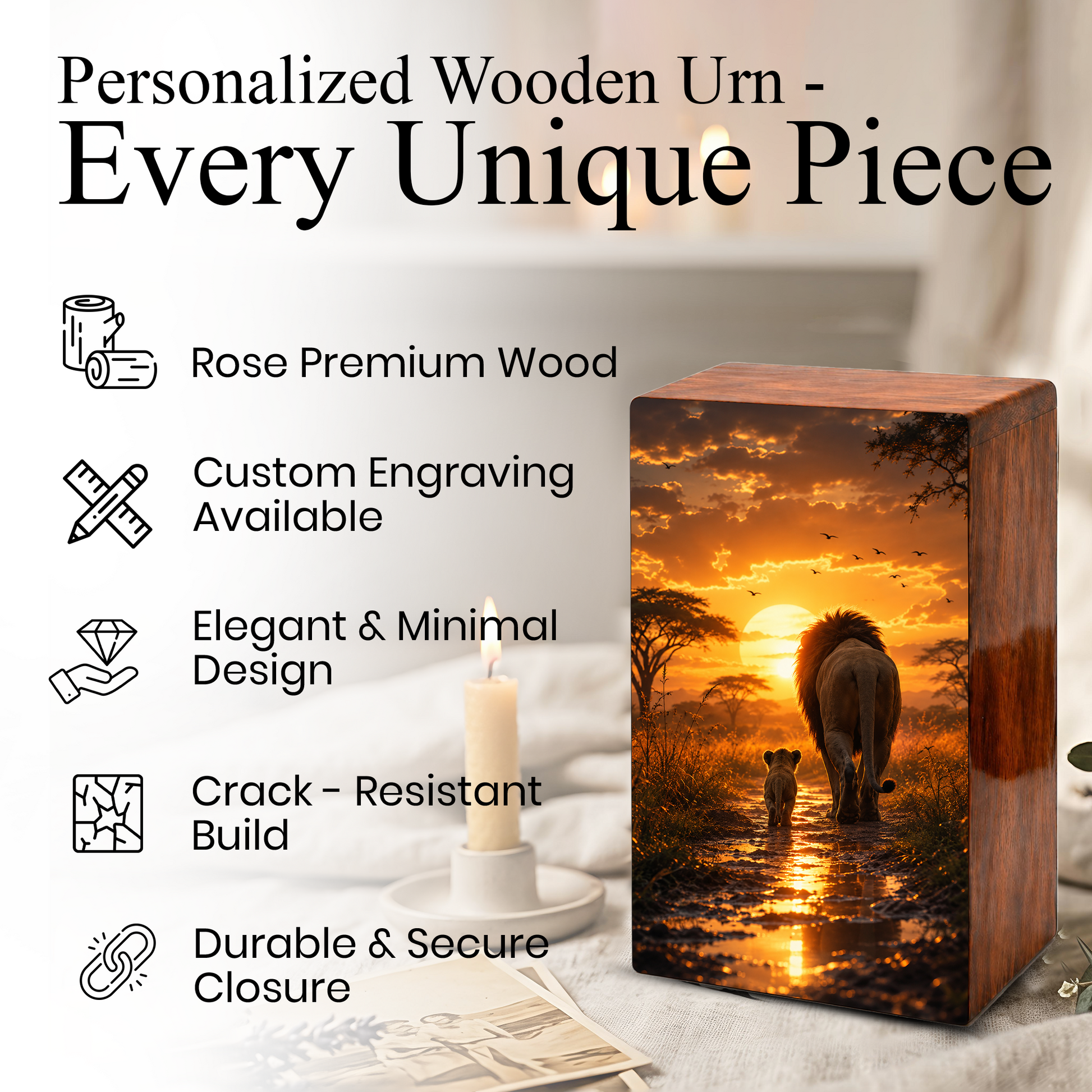 Lion Cremation Urn For Ashes Female - Animal Keepsake Urns For Mom and Dad