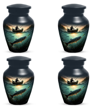 Fisherman Urn for Ashes -  Personalized Gone Fishing Memorial | Custom Cremation Urns for Dad