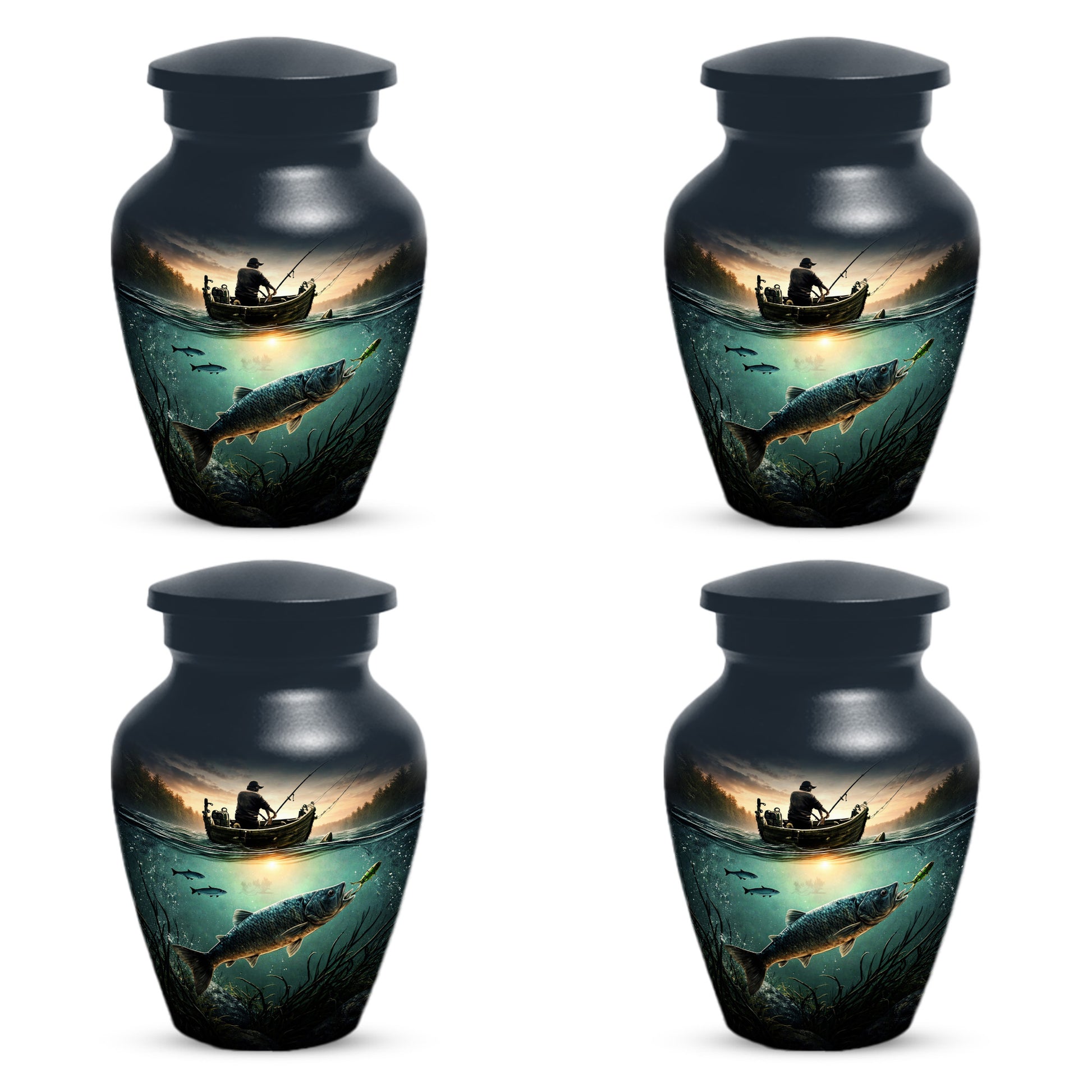 Fisherman Urn for Ashes -  Personalized Gone Fishing Memorial | Custom Cremation Urns for Dad