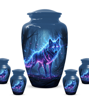 Personalized Wolf Cremation Urn for Dad – Mystical Wolf Keepsake Urns for  Human Ashes