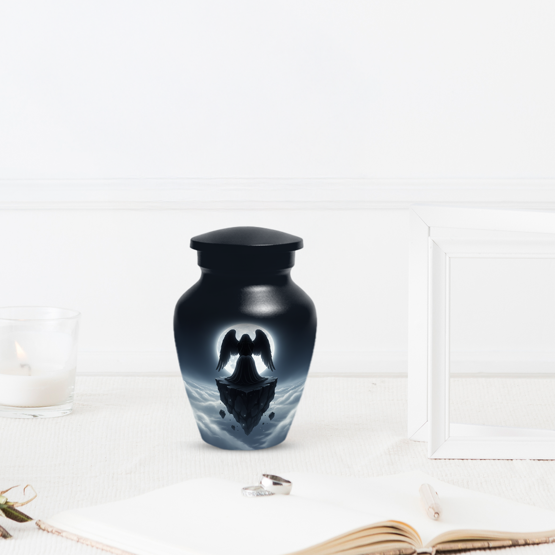 Personalized Angel Urn for Mom – Moonlight Guardian Angel Cremation Urn for Ashes