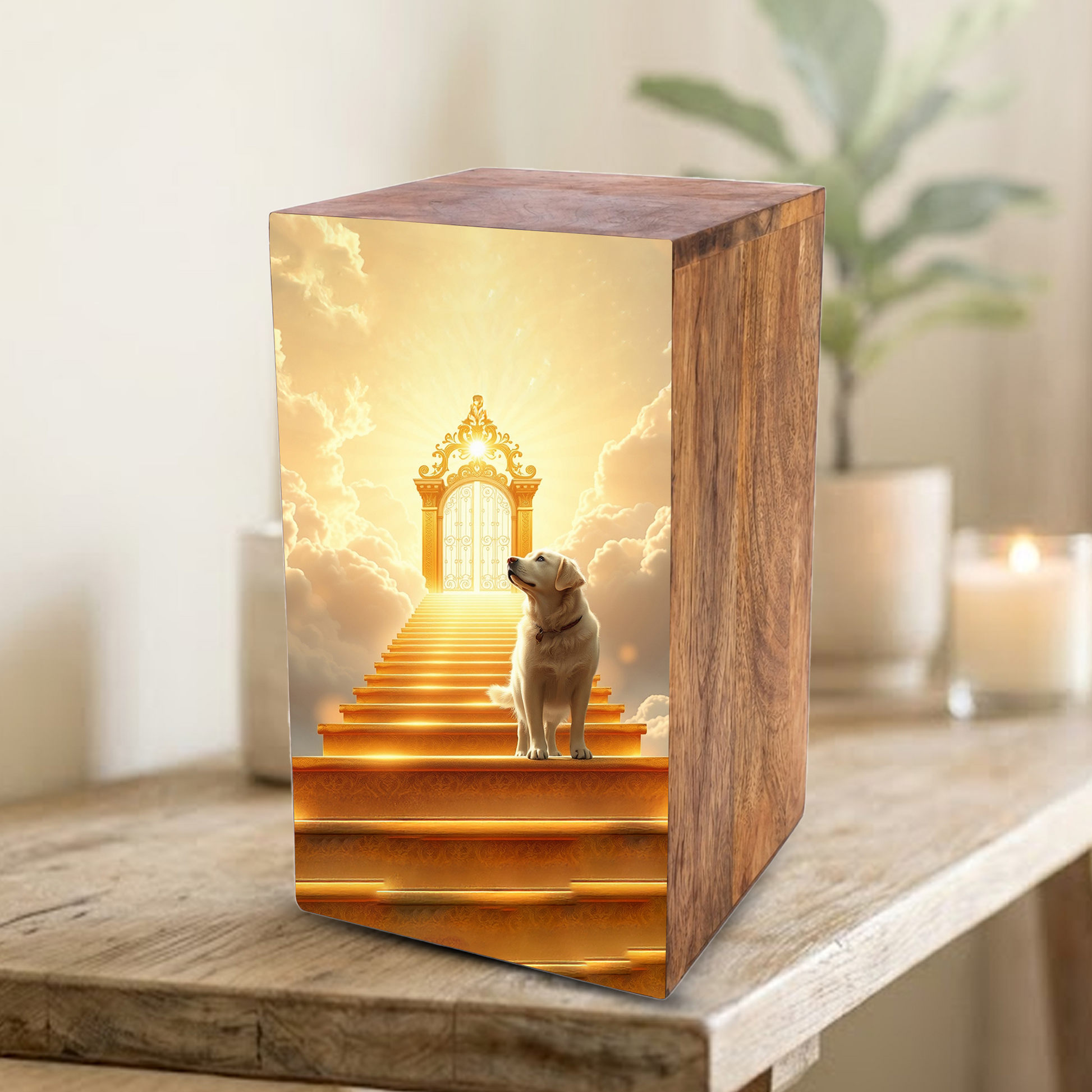 Golden Retriever Wooden Urn For Dog - Labrador Pet Keepsake Urns For Funeral