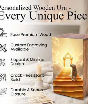 Golden Retriever Wooden Urn For Dog - Labrador Pet Keepsake Urns For Funeral