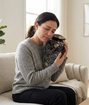 Butterfly Brass Urn for Adults – Flower Engraved Burial Urns For Human Ashes