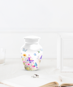 Butterfly Memorial Urn for Human Ashes, Custom Floral Cremation Urn, Butterfly Urn for Mom