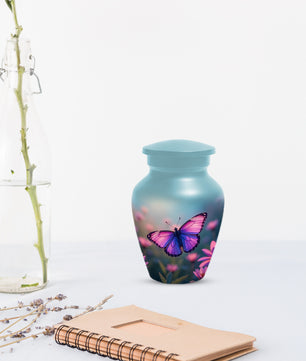 Purple Pink Butterfly Urn for Human Ashes | Elegant Purple Pink Butterfly Cremation Urn for Adult Ashes
