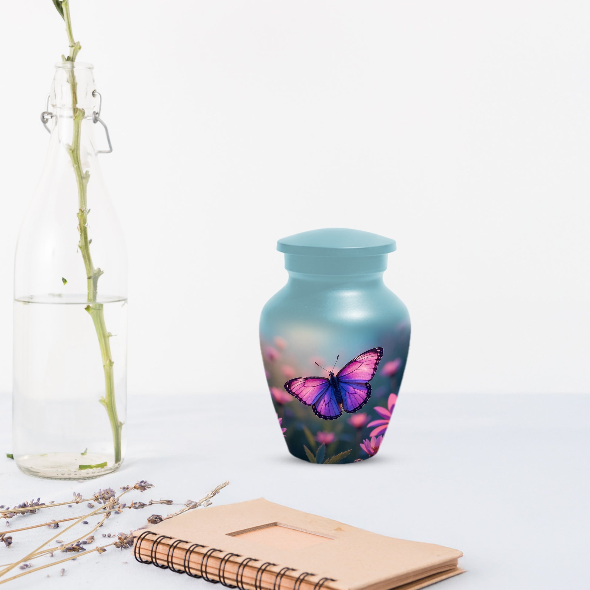 Purple Pink Butterfly Urn for Human Ashes | Elegant Purple Pink Butterfly Cremation Urn for Adult Ashes