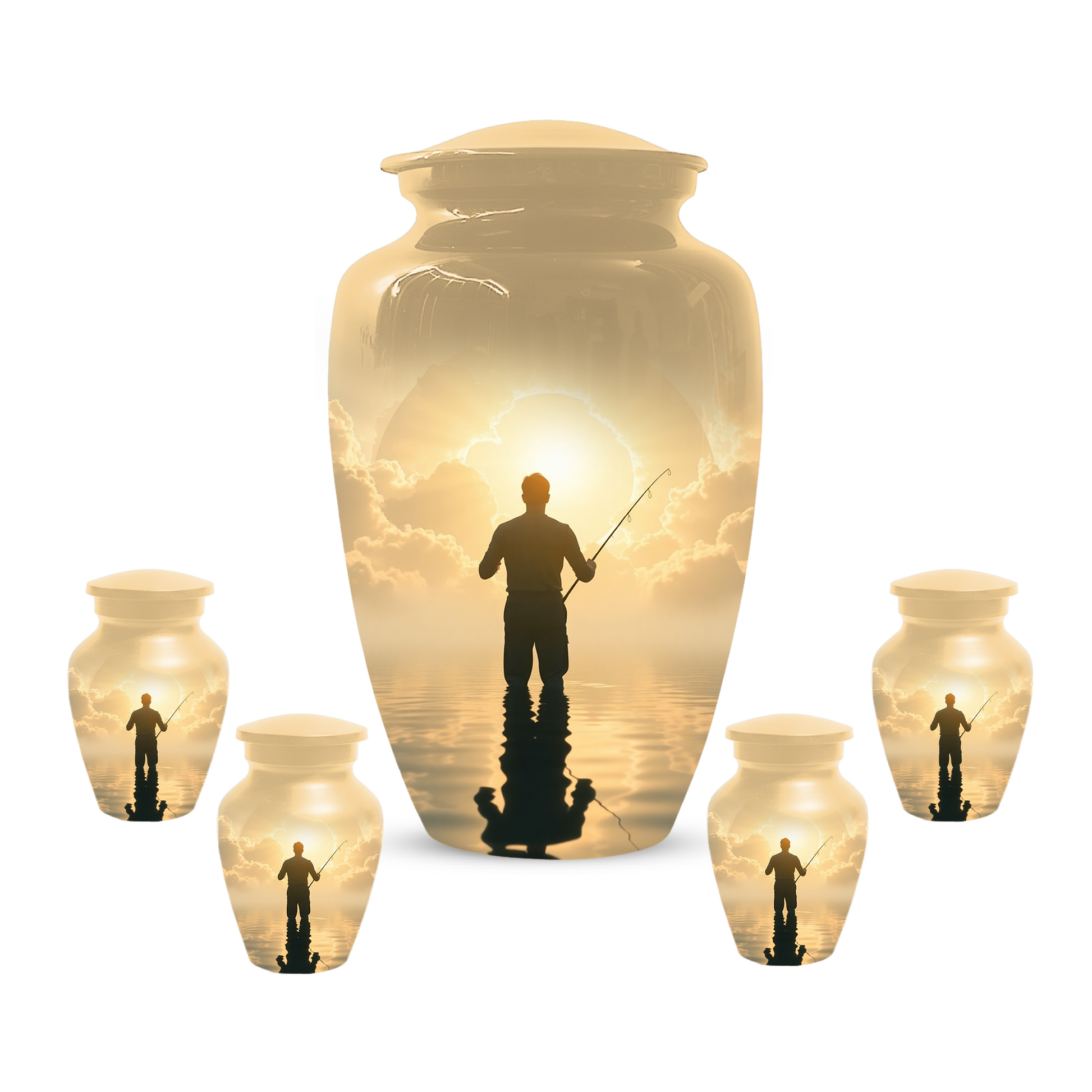 Gone Fishing in Heaven Urn For Dad - Fisherman Cremation Urn For Male Ashes