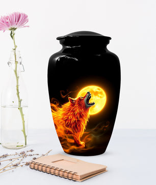 Wolf Moon Urn for Dad – Custom Wolf  Keepsake Cremation Urn for Human Ashes