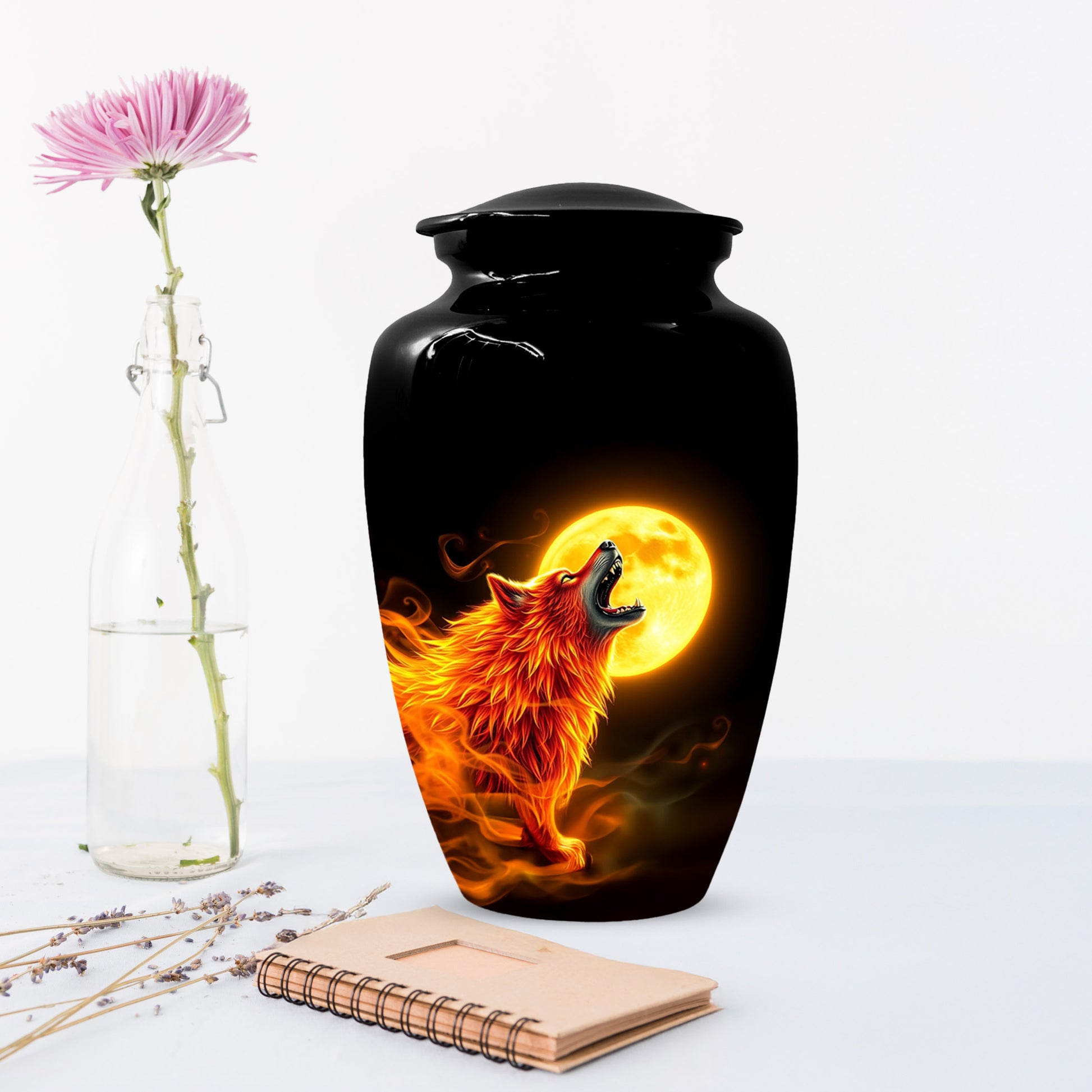 Wolf Moon Urn for Dad – Custom Wolf  Keepsake Cremation Urn for Human Ashes