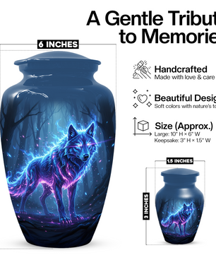 Personalized Wolf Cremation Urn for Dad – Mystical Wolf Keepsake Urns for  Human Ashes