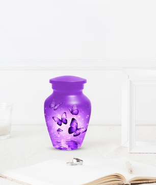 Purple Butterfly Memorial Urn for Ashes, Custom Butterfly Cremation Urn