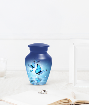 Blue Butterfly Urn for Ashes, Custom Butterfly Cremation Urn, Memorial Urn for Mom