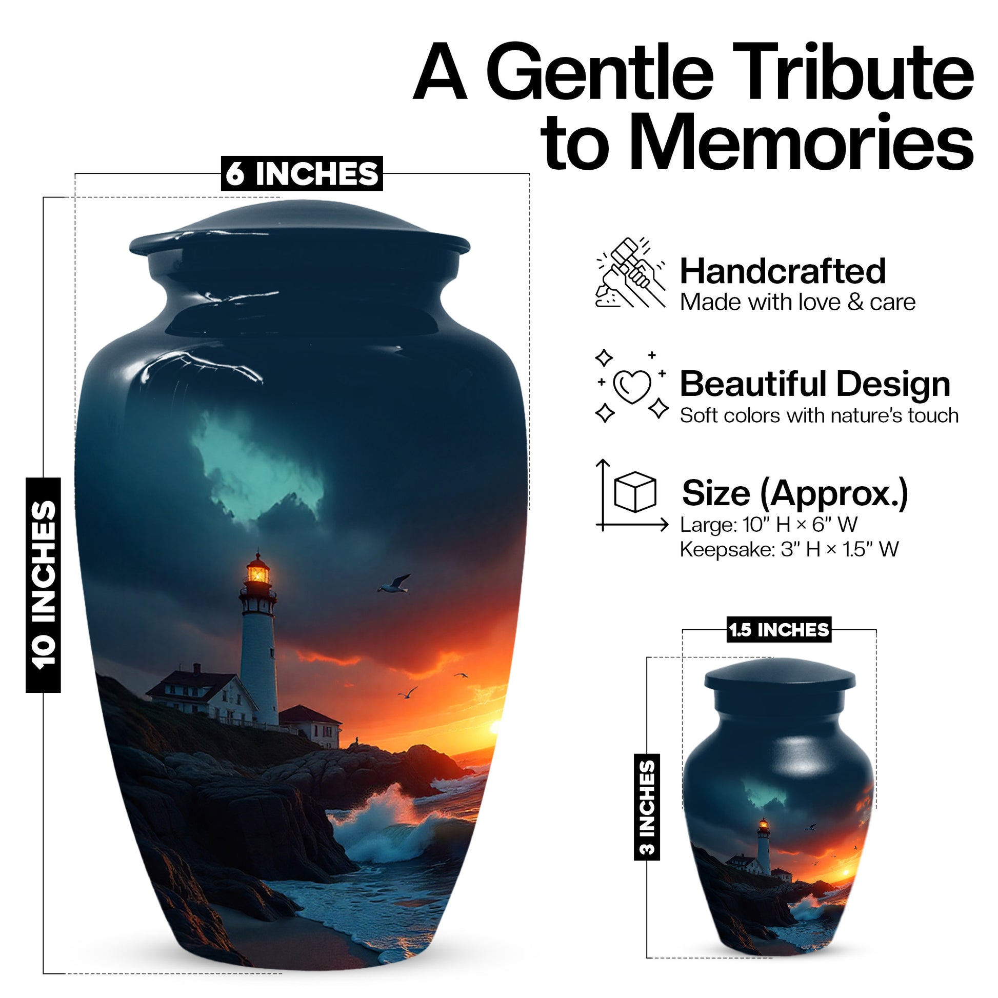 Lighthouse Urns for Dad – Personalized Urn for Dad |Cremation Urn Adult Male