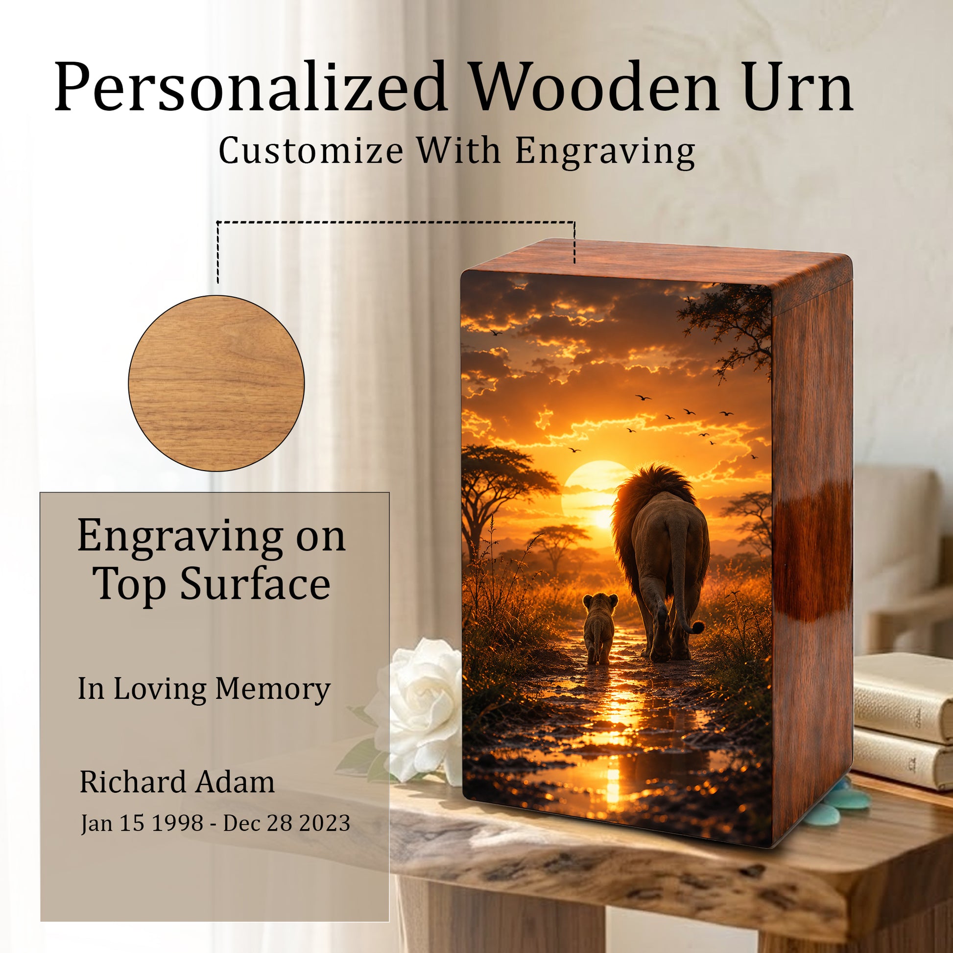 Lion Cremation Urn For Ashes Female - Animal Keepsake Urns For Mom and Dad
