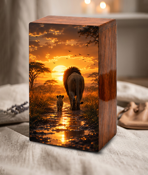 Lion Cremation Urn For Ashes Female - Animal Keepsake Urns For Mom and Dad