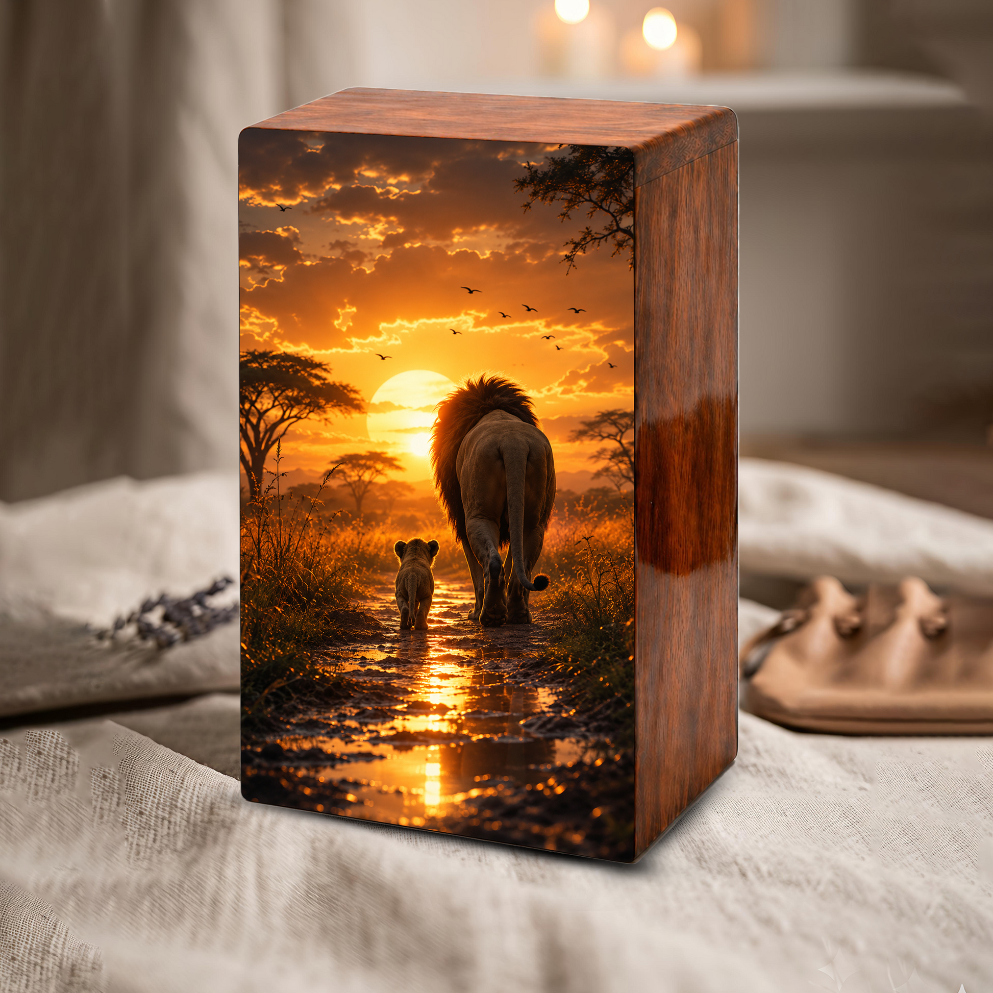 Lion Cremation Urn For Ashes Female - Animal Keepsake Urns For Mom and Dad