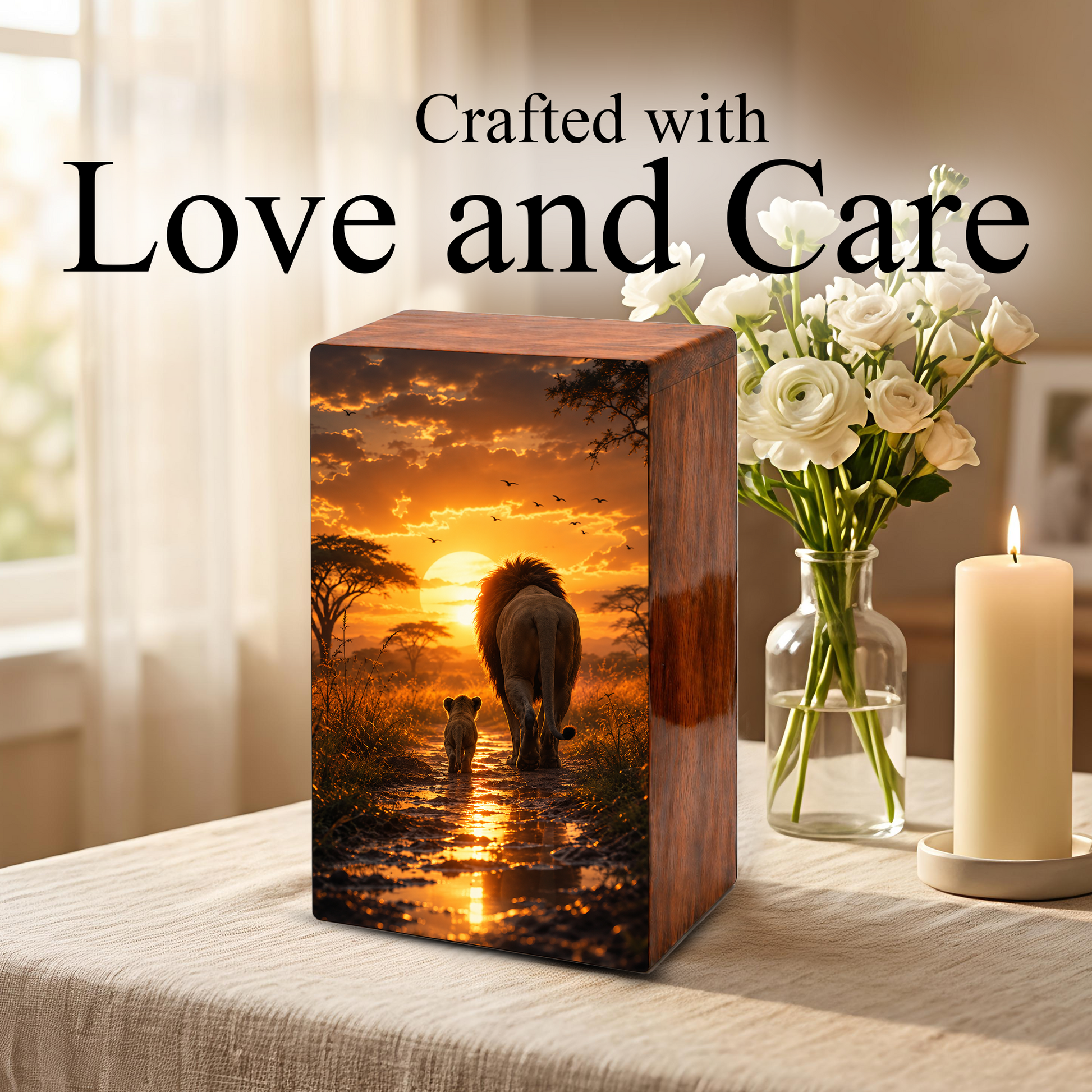 Lion Cremation Urn For Ashes Female - Animal Keepsake Urns For Mom and Dad