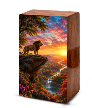 Lion Forest Urn For Ashes Male - Wilderness Forest Keepsake Memorial Urns