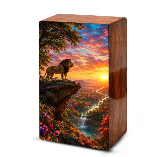 Lion Forest Urn For Ashes Male - Wilderness Forest Keepsake Memorial Urns