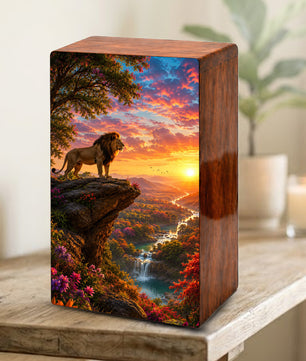 Lion Forest Urn For Ashes Male - Wilderness Forest Keepsake Memorial Urns