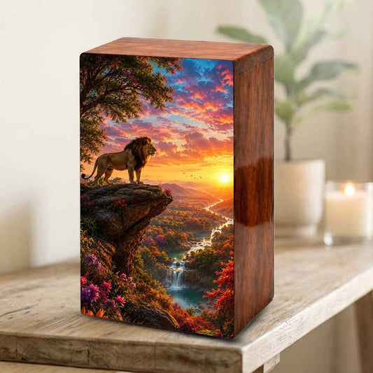Lion Forest Urn For Ashes Male - Wilderness Forest Keepsake Memorial Urns