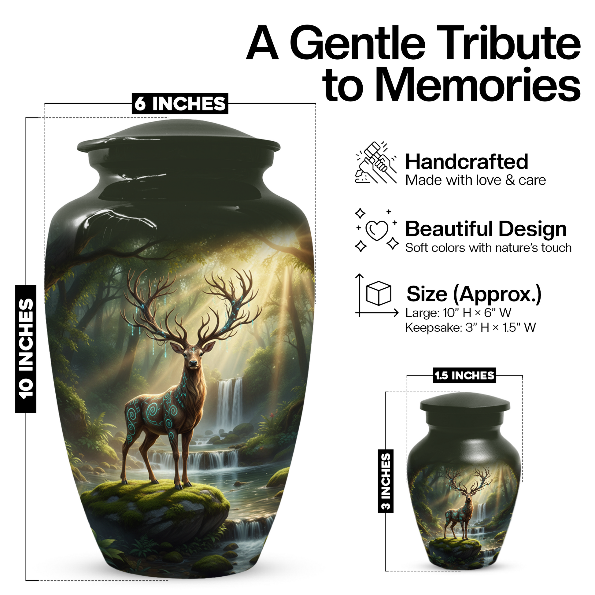 Majestic Deer Cremation Urn for Ashes – Forest Wildlife Adult Funeral Urns