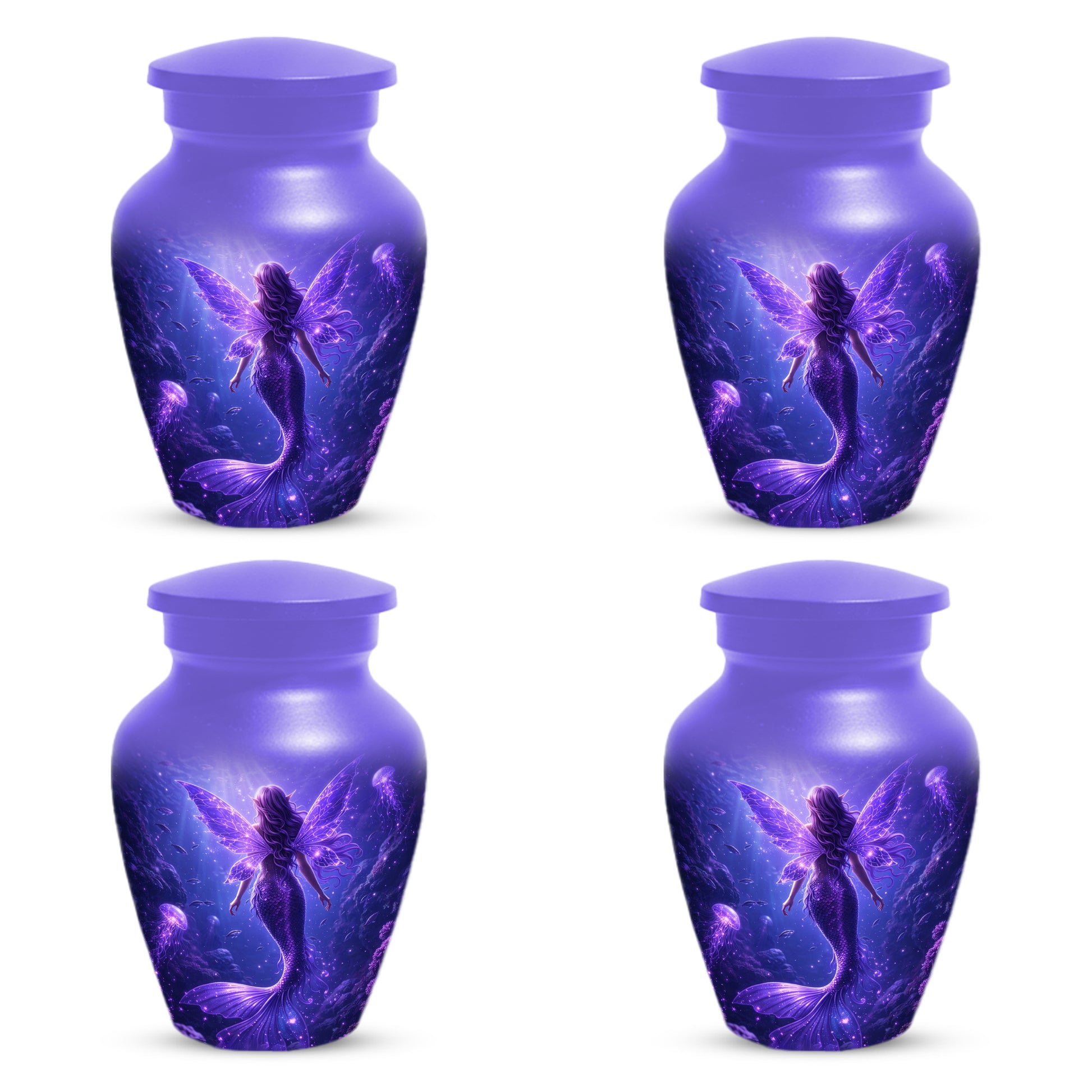 Mermaid Memorial Urn for Mom -  Purple Fantasy Cremation Keepsake for Women