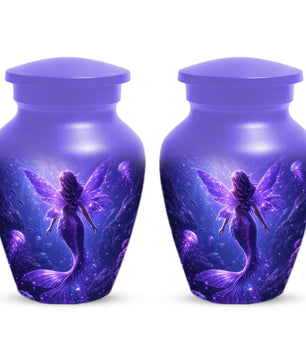 Mermaid Memorial Urn for Mom -  Purple Fantasy Cremation Keepsake for Women