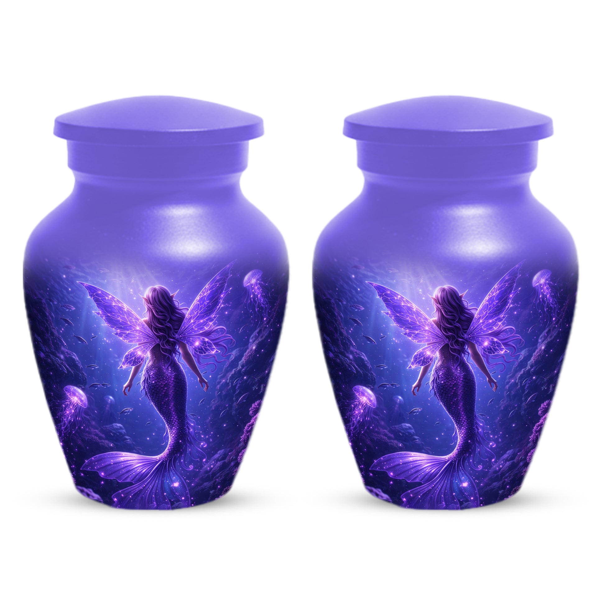 Mermaid Memorial Urn for Mom -  Purple Fantasy Cremation Keepsake for Women