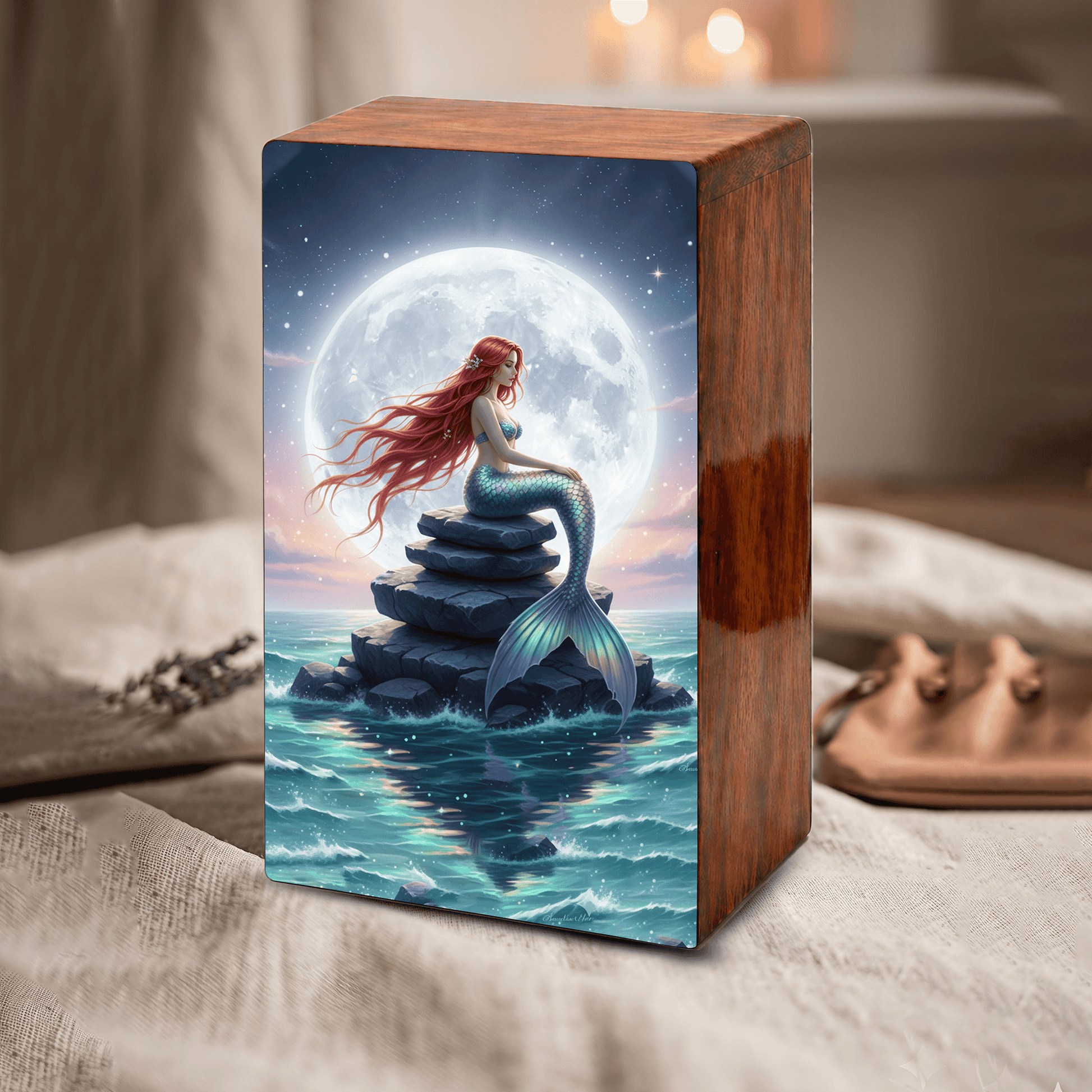 Mermaid Urn For Mom Ashes - Ocean Fairy Urns Keepsake Urn Box Female