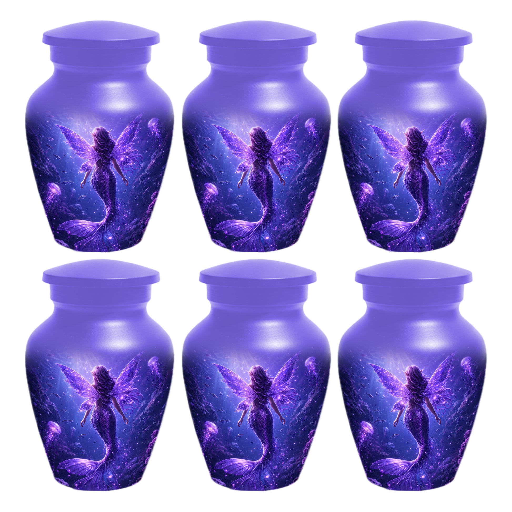Mermaid Memorial Urn for Mom -  Purple Fantasy Cremation Keepsake for Women