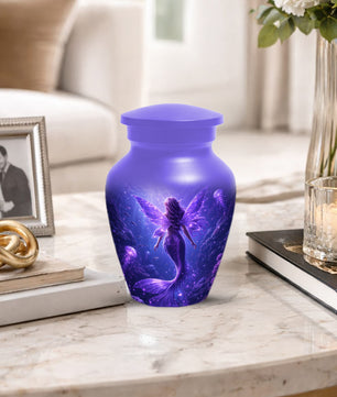 Mermaid Memorial Urn for Mom -  Purple Fantasy Cremation Keepsake for Women