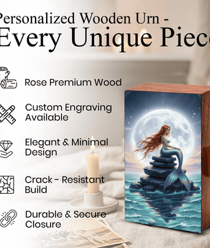 Mermaid Urn For Mom Ashes - Ocean Fairy Urns Keepsake Urn Box Female