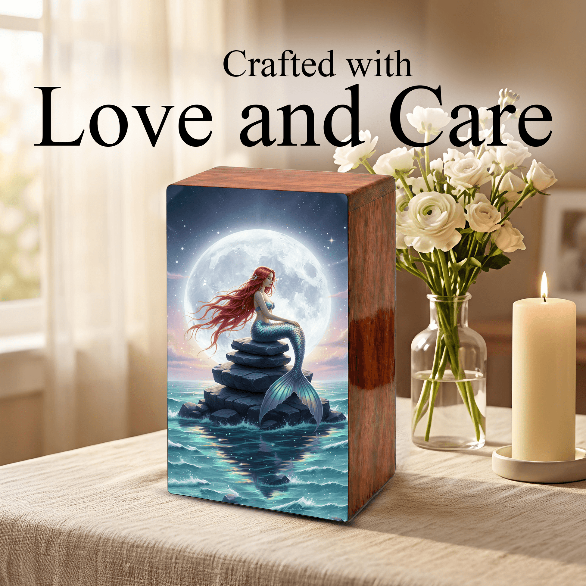 Mermaid Urn For Mom Ashes - Ocean Fairy Urns Keepsake Urn Box Female