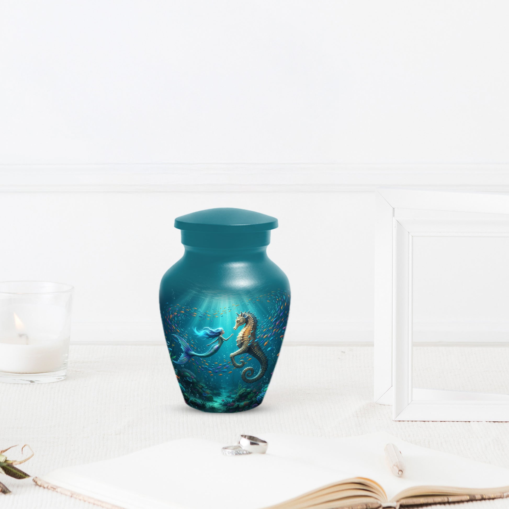Mermaid & Seahorse Urn for Mom – Ocean Cremation Urns for Mother Ashes