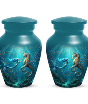 Mermaid & Seahorse Urn for Mom – Ocean Cremation Urns for Mother Ashes